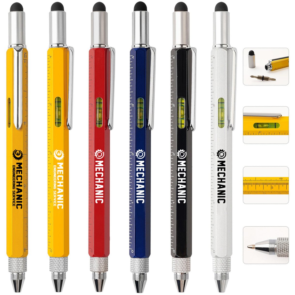 6-In-1 Metal Multi-Function Tool Pen With Stylus & Level