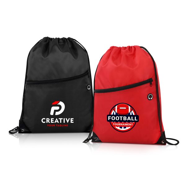 Drawstring Backpack with Front Zipper Pocket