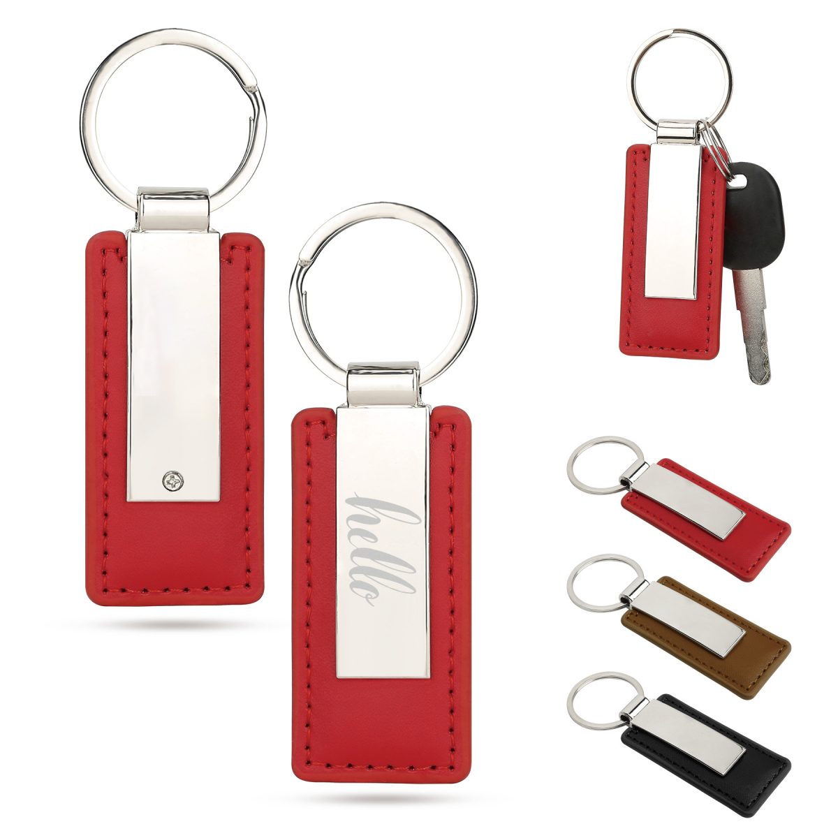 Metal Keychain With PU Leather