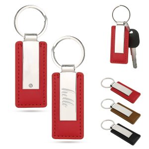Metal Keychain With PU Leather