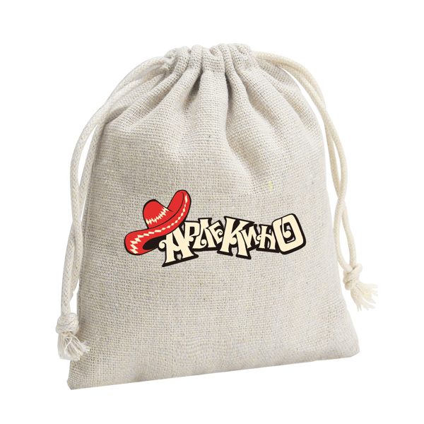 Small Cotton and Linen Drawstring Bag