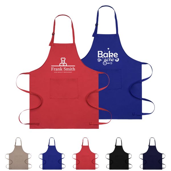 7 Oz. Adjustable Poly Cotton Twill Bib Apron W/2-Pocket