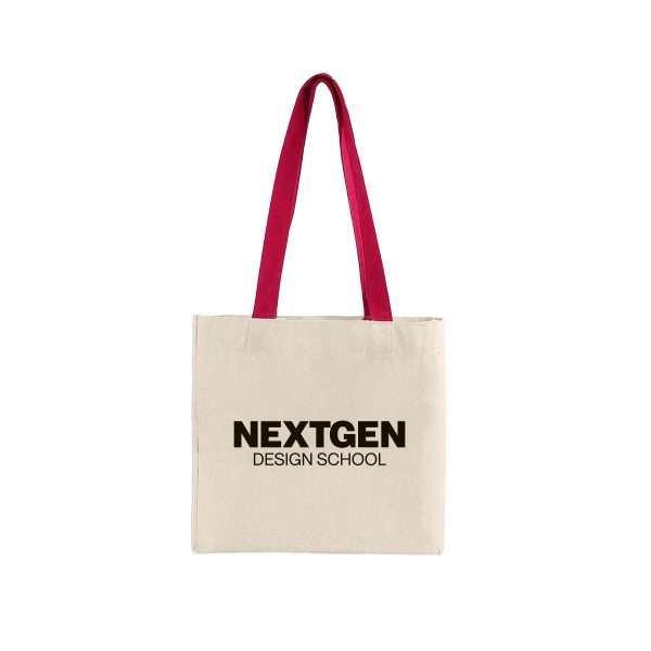 Cotton Colored Handle Tote w/Gusset