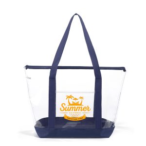 Clear Zippered Tote Bag With Pocket
