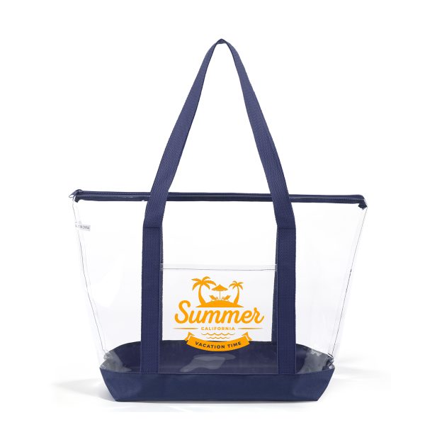 Clear Zippered Tote Bag With Pocket