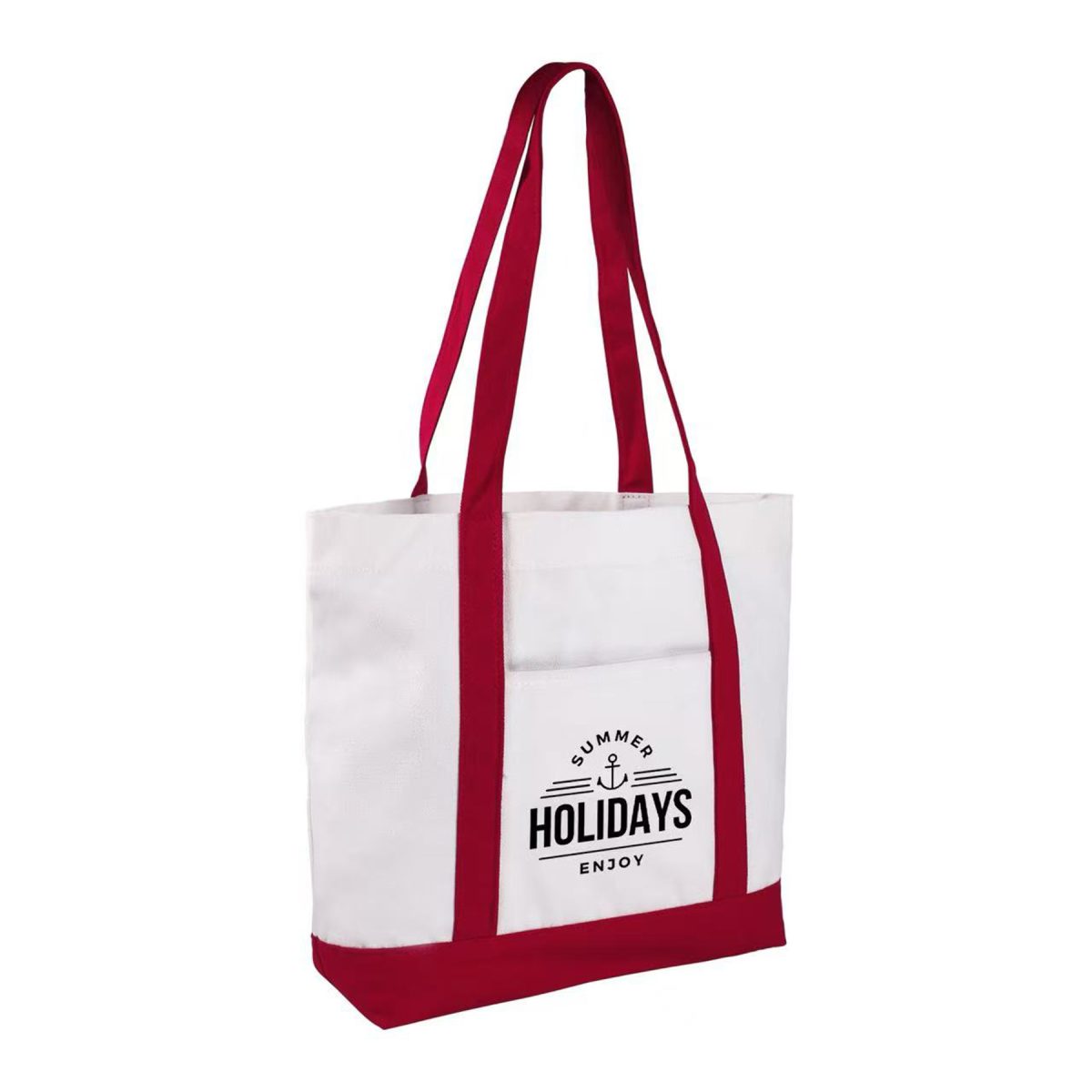 12 Oz Cotton Boat Tote Bag Front Pocket W/ Gusset