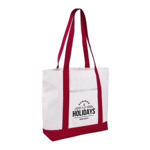 12 Oz Cotton Boat Tote Bag Front Pocket W/ Gusset