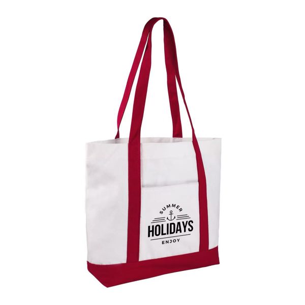 12 Oz Cotton Boat Tote Bag Front Pocket W/ Gusset