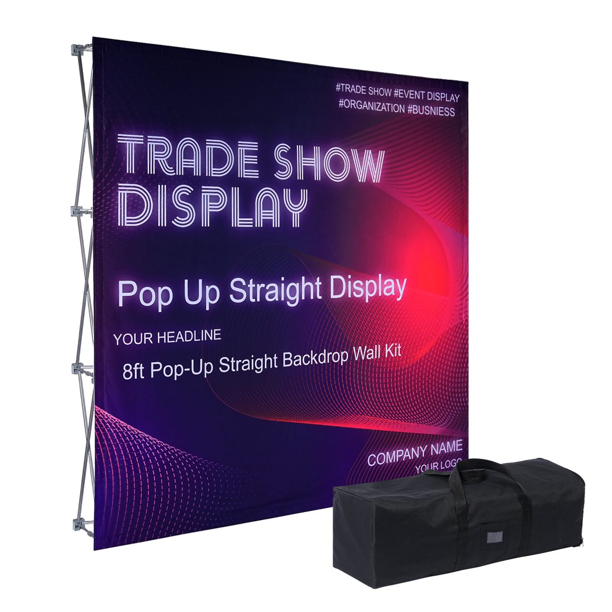 8ft Pop-Up Straight Backdrop Wall Kit