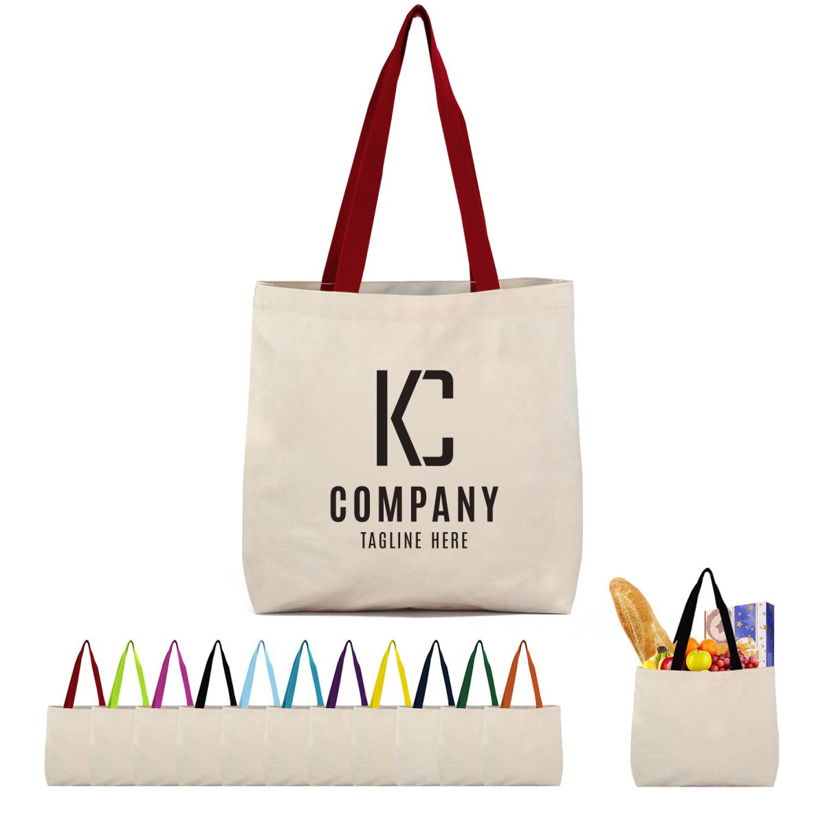 8 Oz Cotton Tote Bag With Contrast Color Web Handles