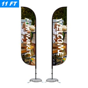 11′ Custom Feather Flag Kit-Double Sided W/ Cross Base
