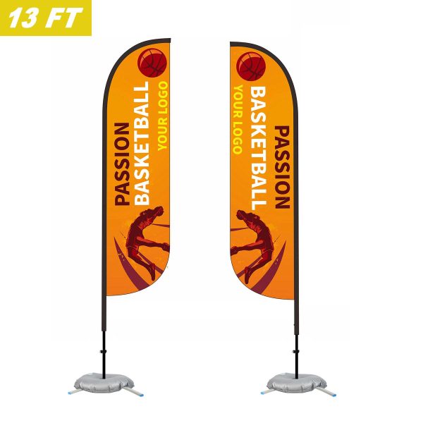 13' Custom Feather Flag Kit- Double Sided W/ Cross Base