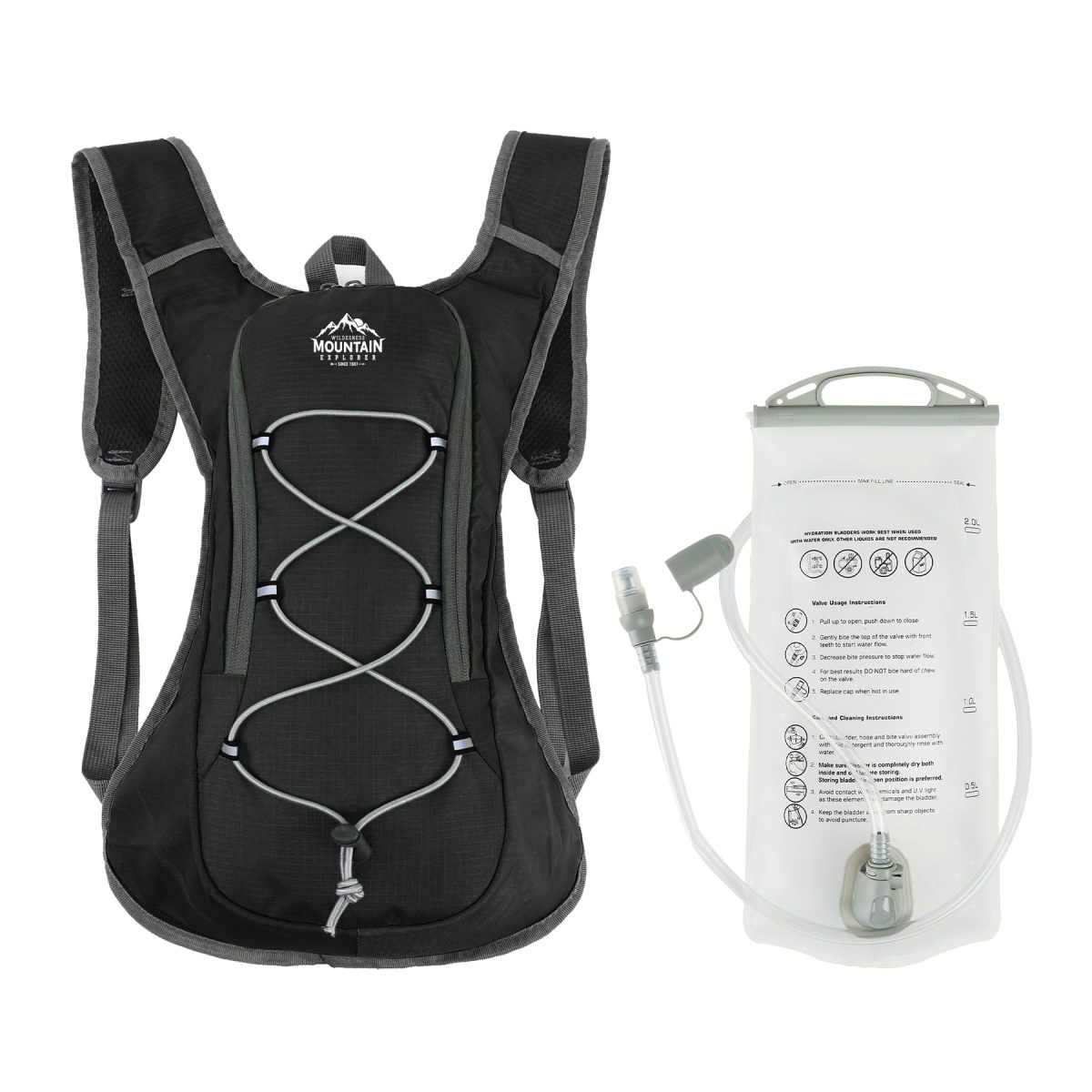 Lightweight Hydration Backpack With 2L Water Bladder
