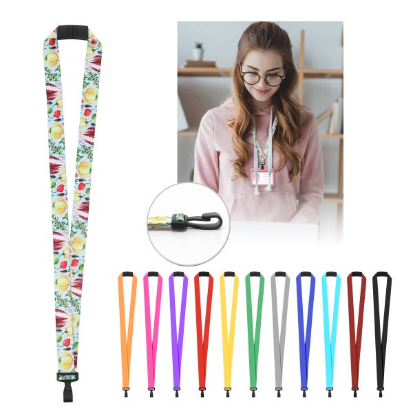 3/4’’ Full Color Sublimated Lanyard With Nylon J Hook & Curved Breakaway