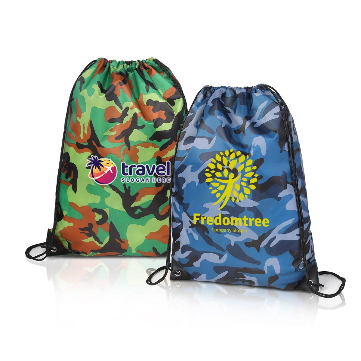 Camo Water‑Resistant Drawstring Backpack