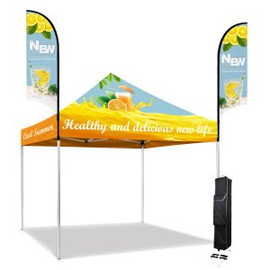 10′ Custom Printed Aluminum Frame Tent w/ 2 Double Sided Flag Mount Kit