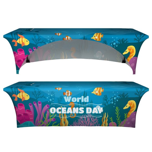 8' Open Back Stretch Table Cover (Full Color Dye Sublimation)