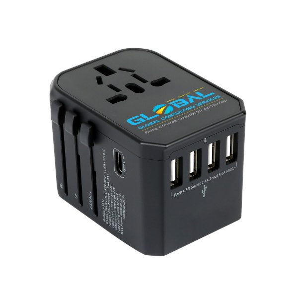 Universal Travel Adapter With 4 USB-A And 1 Type-C Ports