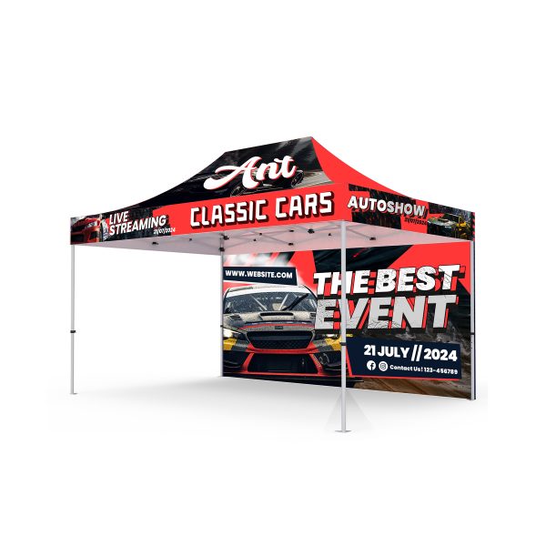 10' x15' Premium Hex Aluminum Frame w/ Dye Sublimation Canopy + Full Wall