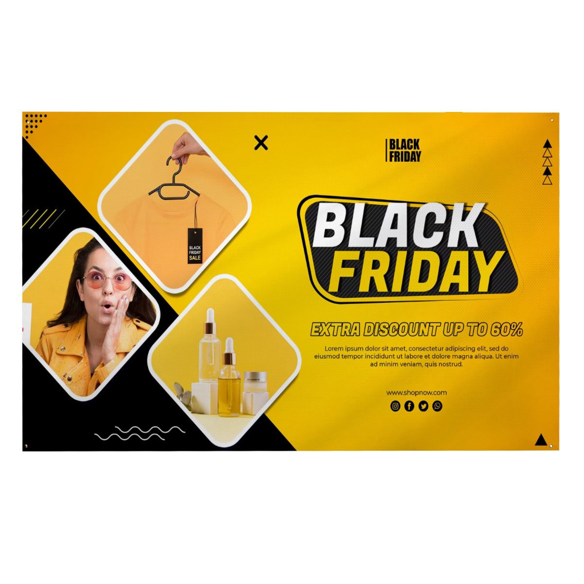 5' X 10' Single Side Perforated Polyester Mesh Banner