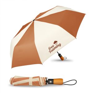 46″ Arc Auto Open Wooden Handle Folding Umbrella