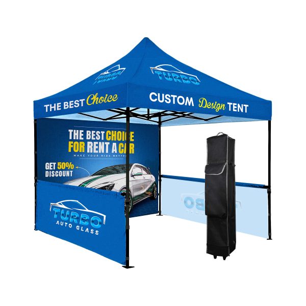 10'X10' Commercial Steel Frame Tent Kit w/ Full Back Wall+2 Half Side Walls