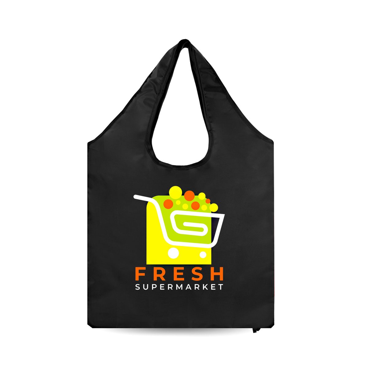 Reusable Folding Polyester Shopping Tote Bag With Elastic Strap