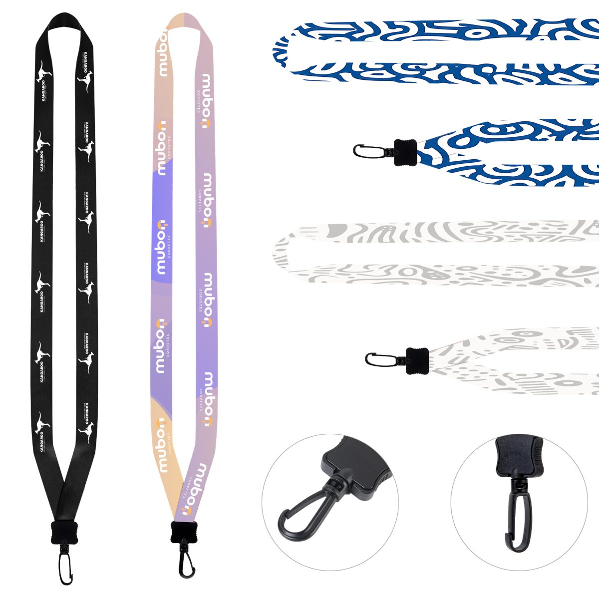 3/4" Full Color Dye-Sublimated Lanyard W/ Clamshell & Plastic Swivel J Hook