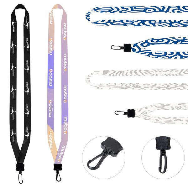 3/4" Full Color Dye-Sublimated Lanyard W/ Clamshell & Plastic Swivel J Hook