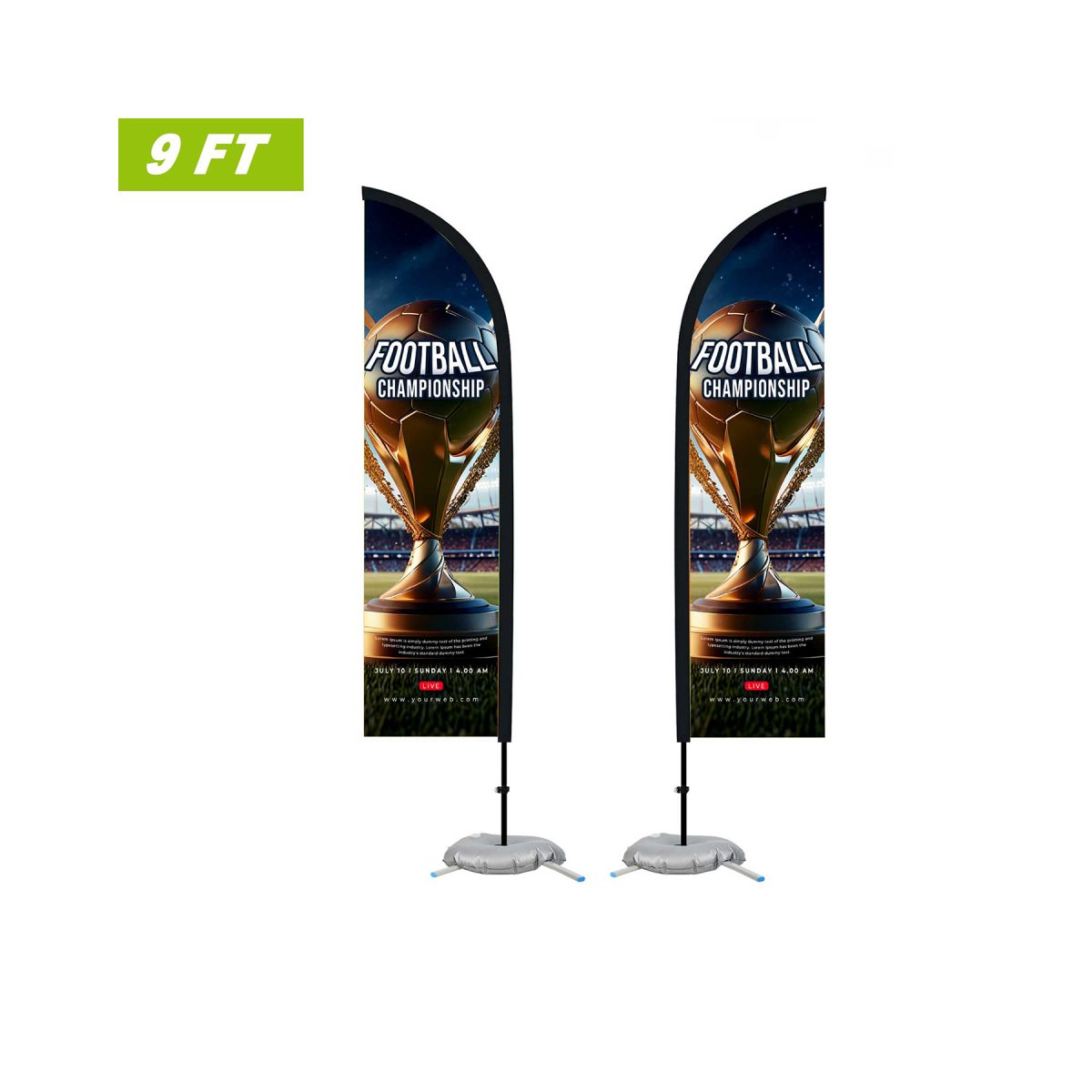 9' Feather Flag Kit-Double Sided With Cross Base&Water Bag