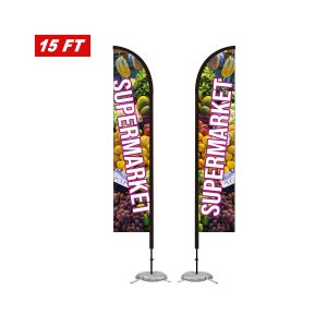 15′ Feather Flag Kit-Double Sided With Cross Base&Water Bag