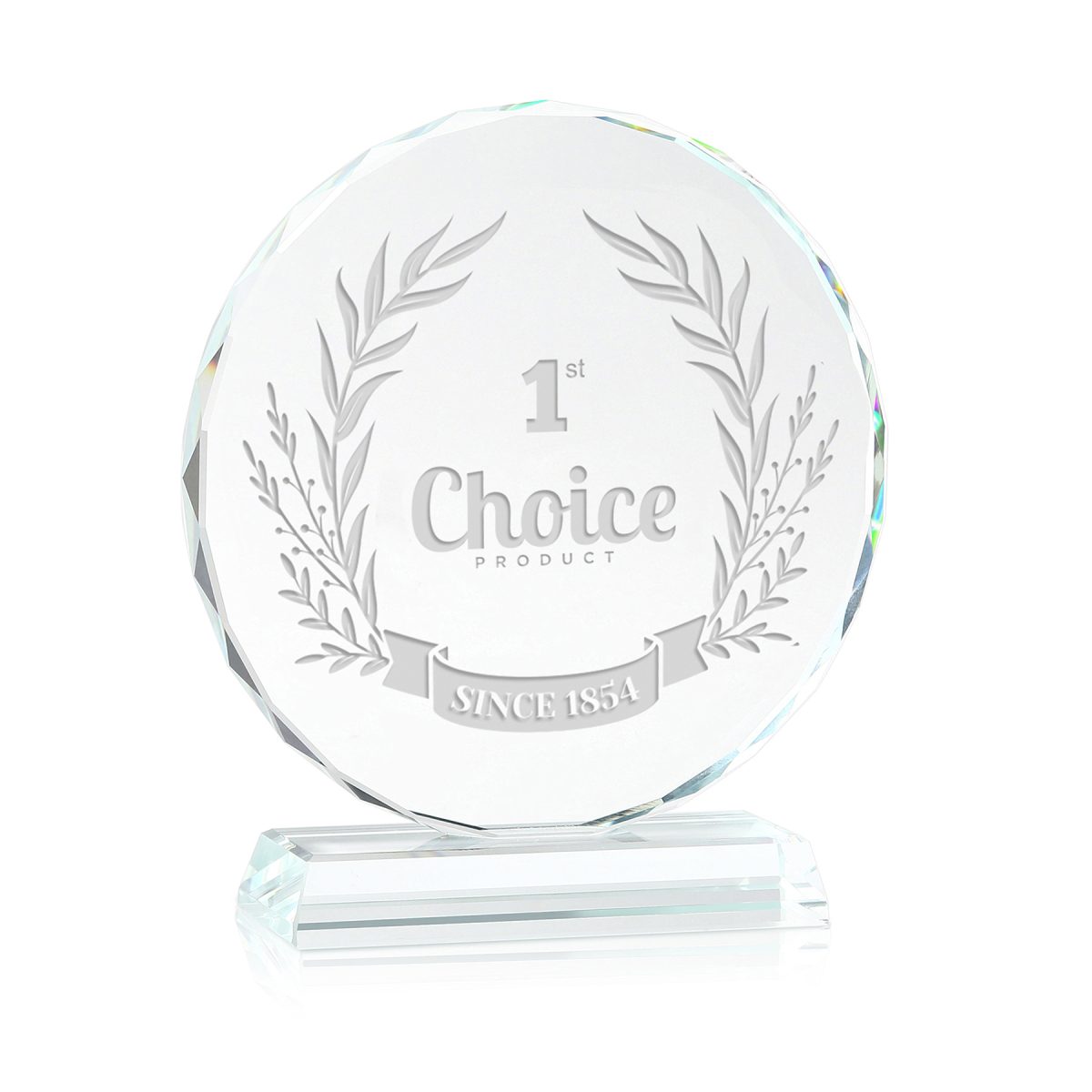 Round Edge Crystal Glass Awards With Base 3/5" Thick