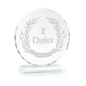 Round Edge Crystal Glass Awards With Base 3/5″ Thick