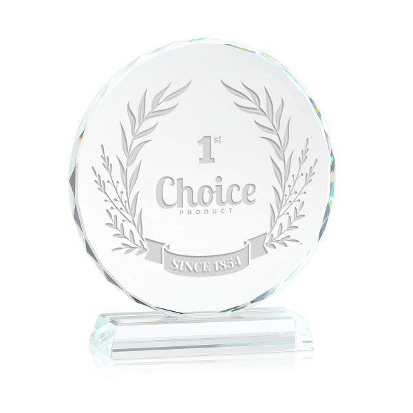 Round Edge Crystal Glass Awards With Base 3/5" Thick