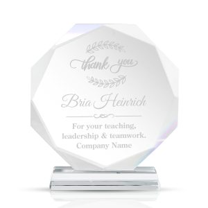 Round Faceted Crystal Award With Clear Pedestal Base