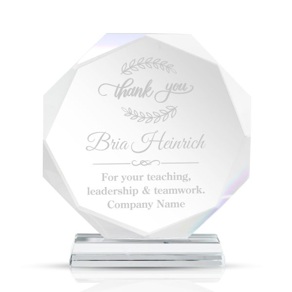 Round Faceted Crystal Award With Clear Pedestal Base