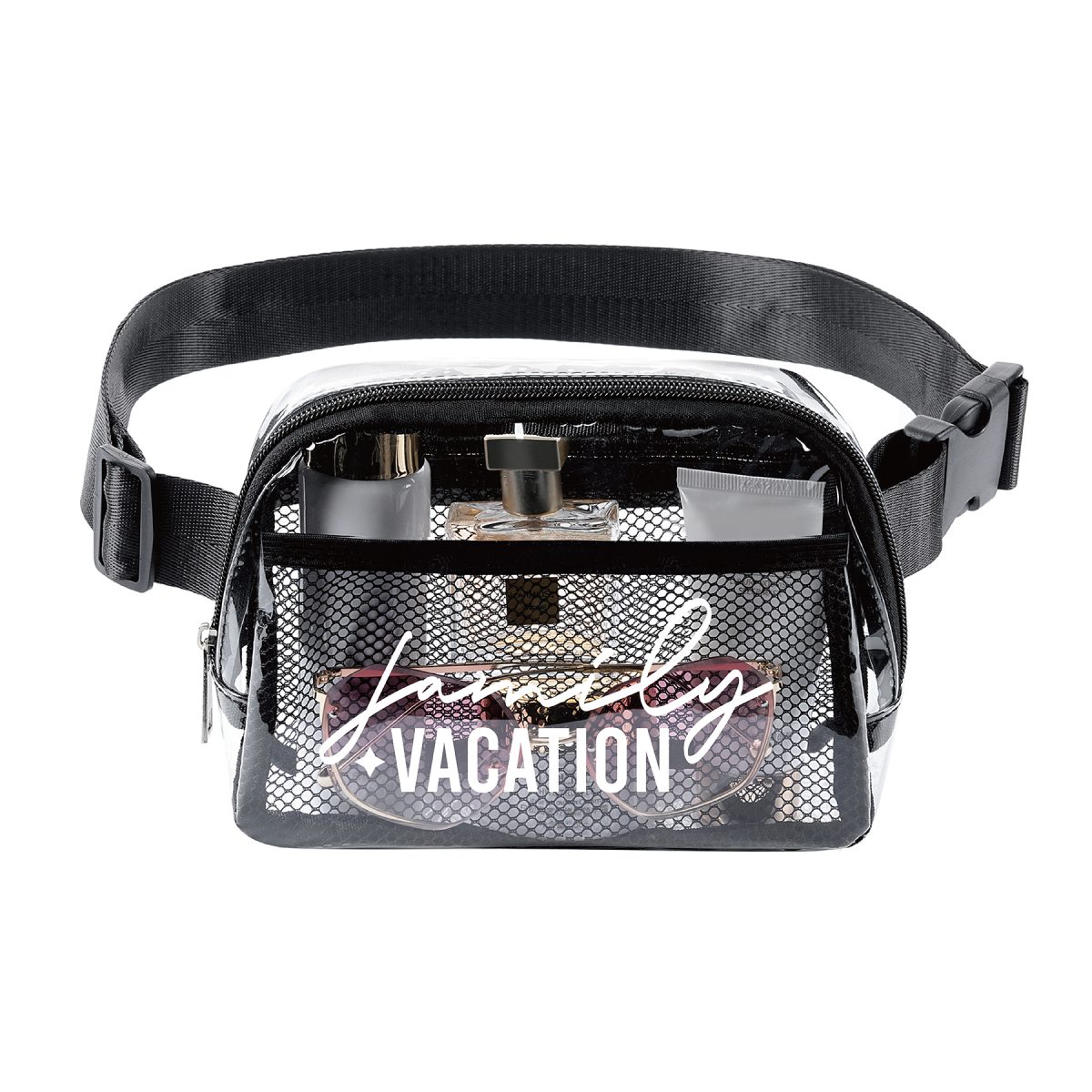 Everywhere Cross Body Clear PVC 2 Zipper Belt Bag