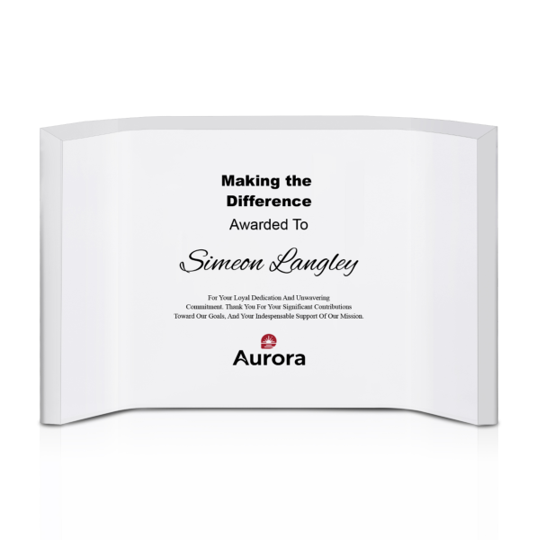 Personalized Freestanding Horizontal Curved Acrylic Award Frame