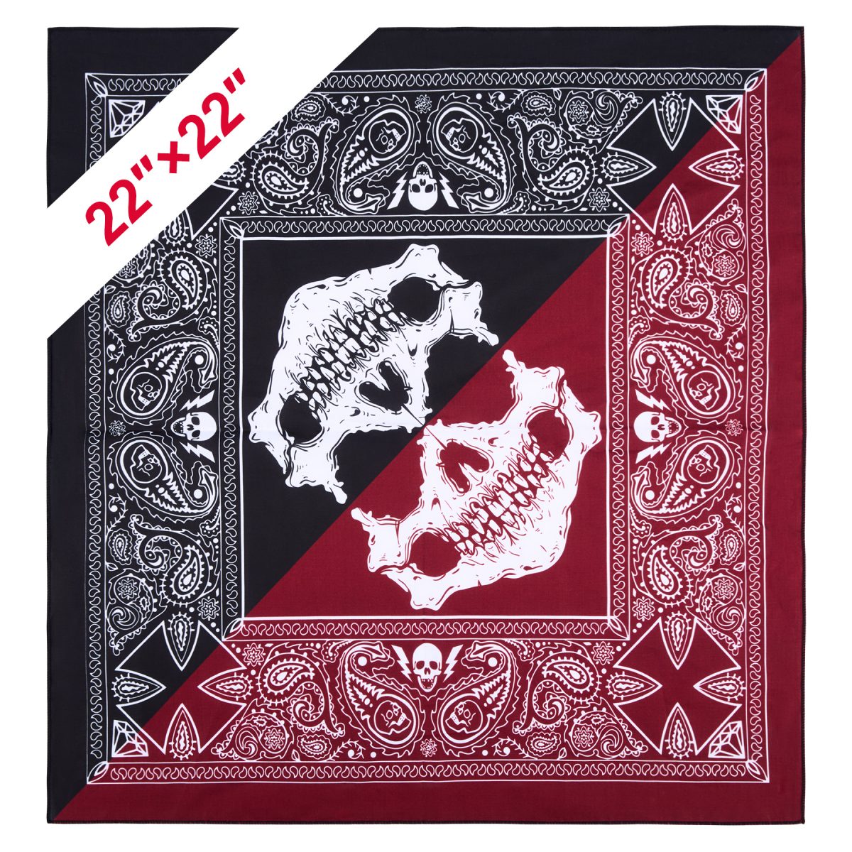 100% Cotton Square Bandanna (22x22 Inch)
