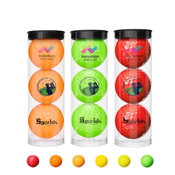 3-Pack Colored Golf Ball with Clear Tube