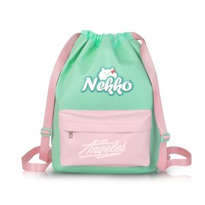 Functional Leather Drawstring Backpack