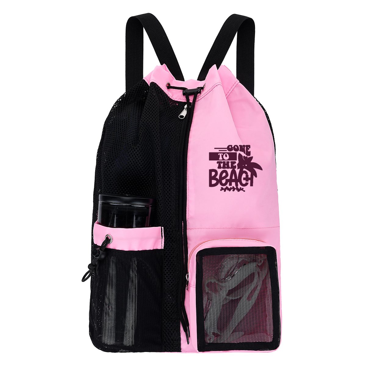 Nylon Mesh Drawstring Backpack For Swim & Beach