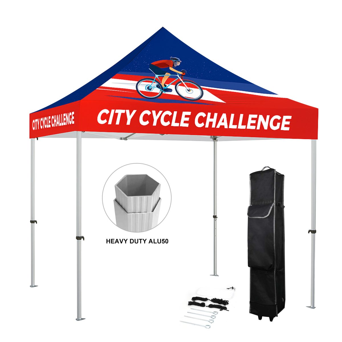 10'X10' Deluxe 50mm Hex Aluminum Frame W/Dye Sublimation Canopy
