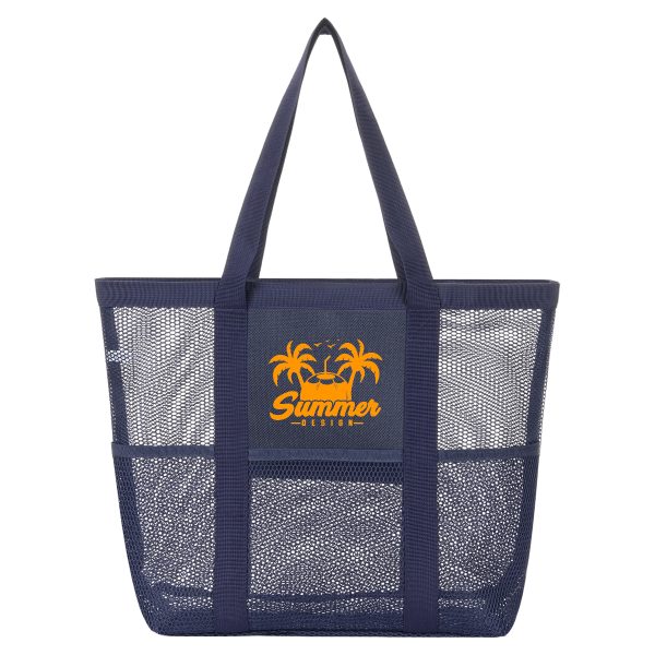 Large Mesh Beach Tote With Multi Pockets