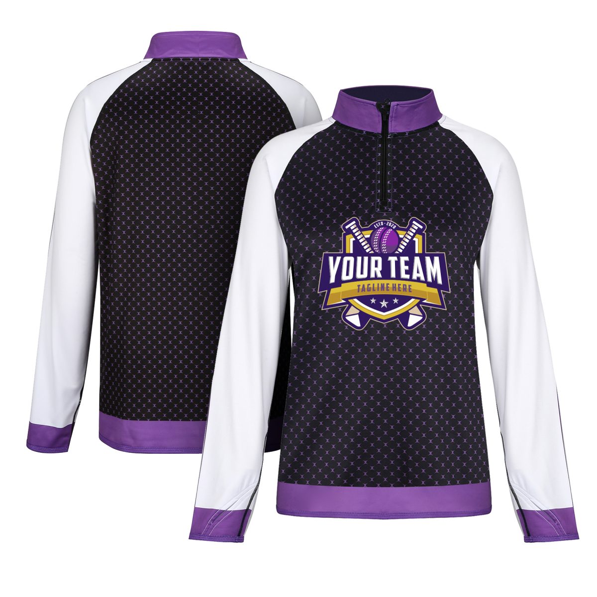 Athletic Quarter Zip Raglan Training Pullover (Full Color)