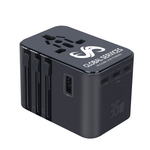 35W Universal Travel Adapter With 5 USB Ports And PD Fast Charging