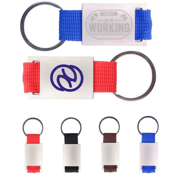 Woven Strap Keychain With Imprintable Metal Clip