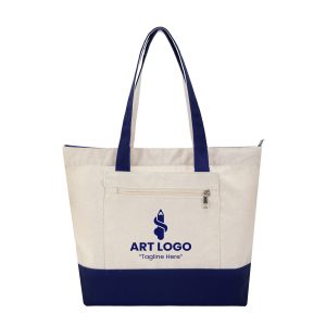 12Oz Cotton Tote Bag With Zipper & Front Bag