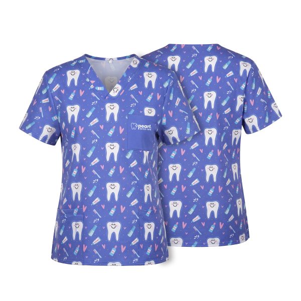 Custom V-Neck 4 Pocket Scrubs Top(Full Color Sublimation)