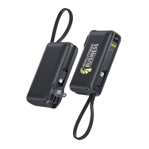 10000mAh 20W PD Power Bank With AC Plug & Built-In Dual Cables